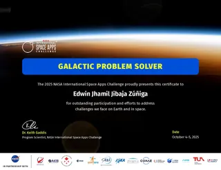 Certificado NASA Space Apps Challenge 2025 — Galactic Problem Solver